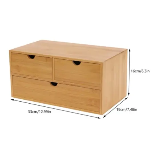 YIYIBYUS Bamboo Desk Organizer Drawers, Tabletop Storage Organization Box image {3}