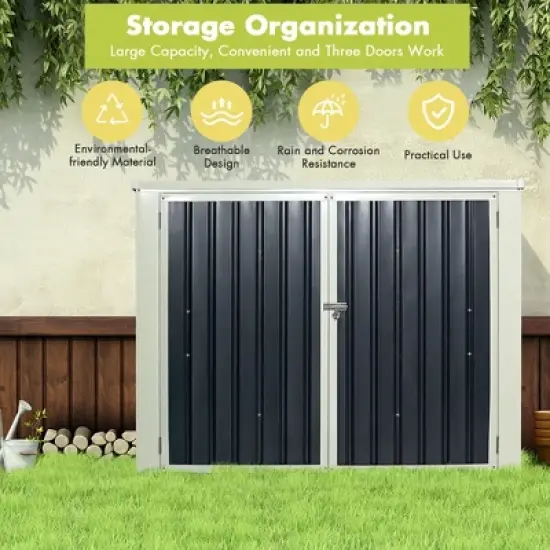 Costway 6x3FT Horizontal Storage Shed 68 Cubic Feet for Garbage Cans Tools Accessories image {4}