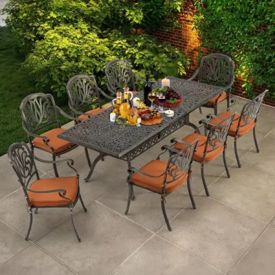 EROMMY 8 - Person Rectangular Outdoor Dining Set with Cushions image {4}
