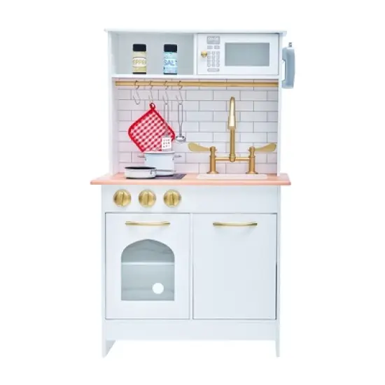 Teamson Kids Little Chef Boston Classic Kids Kitchen Playset, White/Natural image {10}