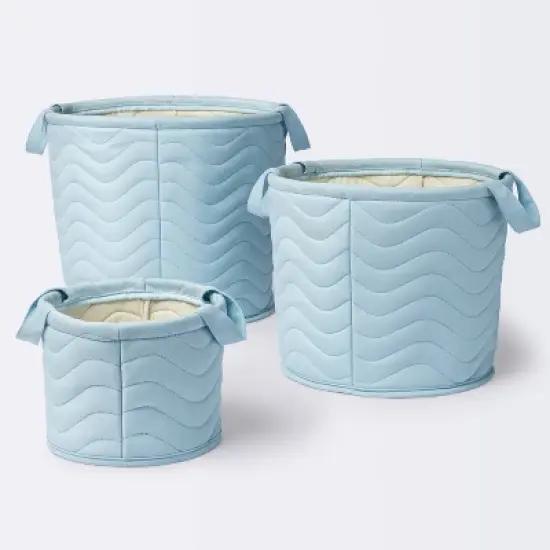 Quilted Fabric Medium Round Storage Basket - Blue - Cloud Island&trade; image {3}