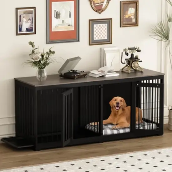 Famapy Large Furniture Style Dog Crate 70" Dog Crate with Tray and Divider image {7}