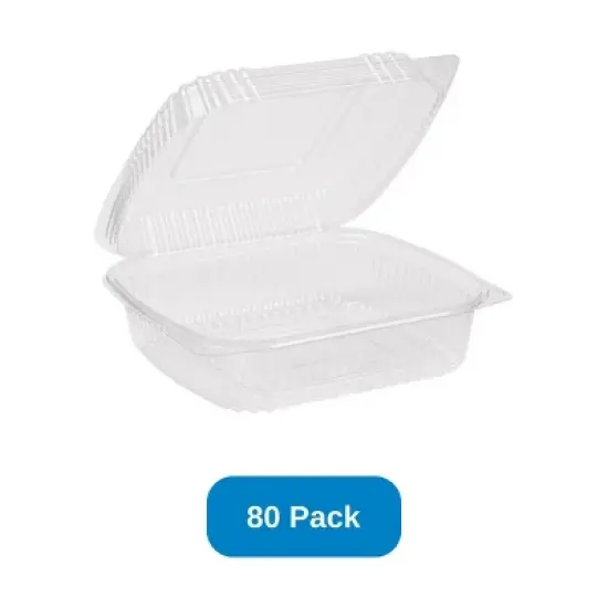 Inno-Pak 8" x 8" x 3" Clamshell Container 1-Compartment Clear RPET - Pack of 80 image {3}