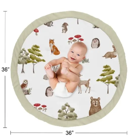 Sweet Jojo Designs Boy Girl Gender Neutral Unisex Baby Tummy Time Playmat Watercolor Woodland Forest Animals Multicolor image {3}
