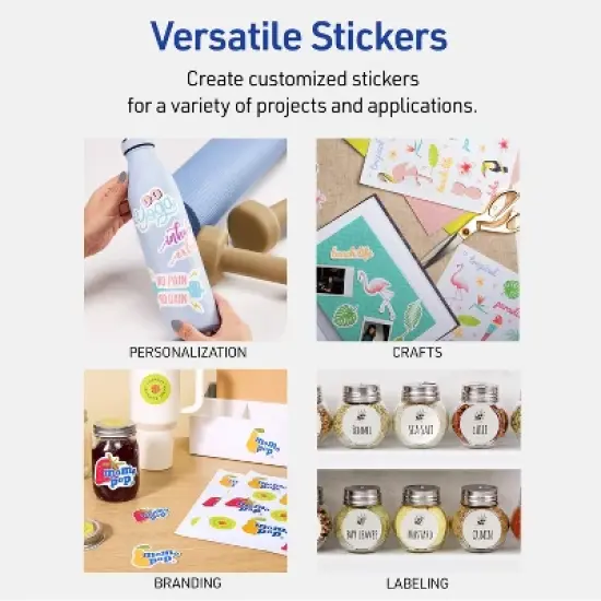 Avery Printable Vinyl Sticker Paper, 8-1/2" x 11", Matte White, Permanent Adhesive, Laser Printer Compatible, 7 Sheets Total image {4}