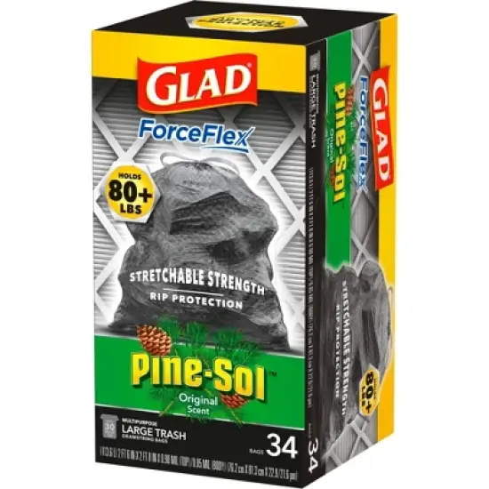 Glad ForceFlex DrawString Trash Bags - Pinesol - 30 Gallon - 34ct image {3}