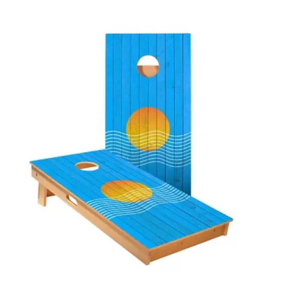 Skips Garage Sunset Waves Cornhole Boards - ACA Star Series image {1}
