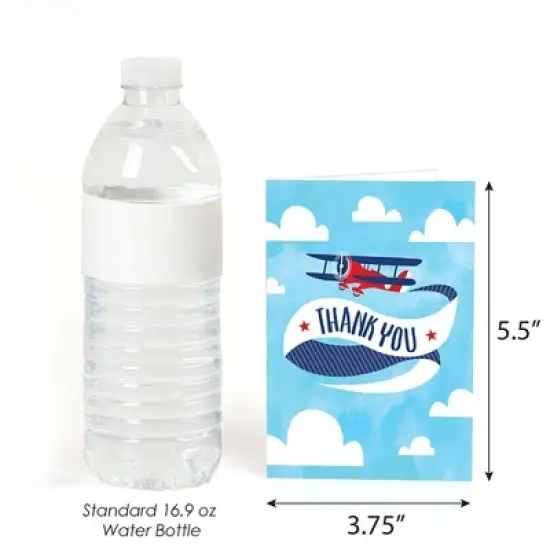 Big Dot of Happiness Taking Flight - Airplane - Vintage Plane Baby Shower or Birthday Party Thank You Cards (8 count) image {2}