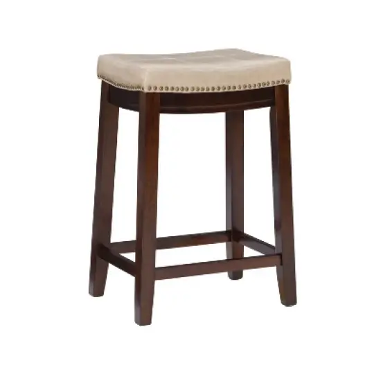 Claridge Leather Saddle Counter Height Barstool - Linon image {15}