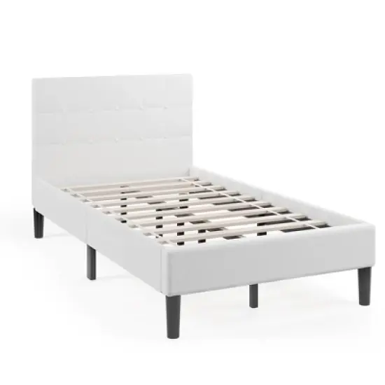 Costway Twin Upholstered Bed Frame Button Tufted Headboard Mattress Foundation image {11}