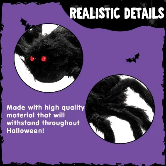 Joyfy 3pcs Halloween 63'' Hairy Huge Realistic Spiders, Indoor Outdoor and Yard Creepy Decor,Halloween Party Garden Haunted House Decorations image {4}