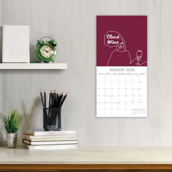 The Gifted Stationery 2026 Square Wall Calendar, Wine Signs, 16-Month Funny Theme with 180 Reminder Stickers (12x12 In) image {1}