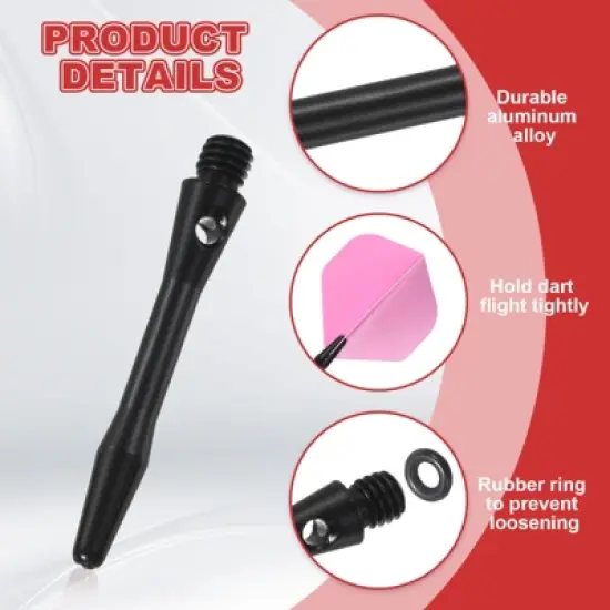 Unique Bargains 2BA Thread Aluminum Dart Shafts with Rubber Rings for Steel Tip 12 Pcs image {2}