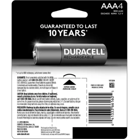 Duracell Rechargeable AAA Batteries - 4 Pack - Compatible with NiMH Battery Chargers image {2}