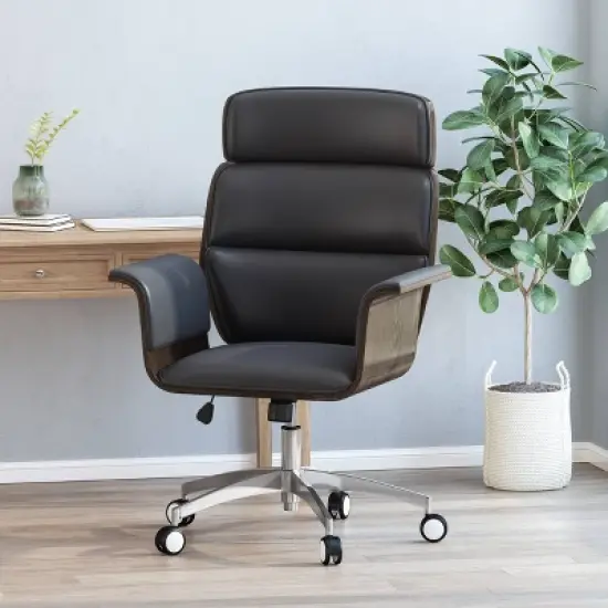 Cannonade Mid Century Modern Swivel Office Chair Black/Gray - Christopher Knight Home image {1}