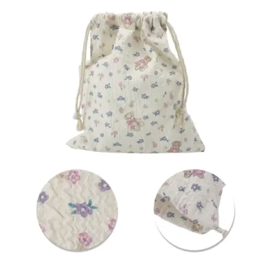 Unique Bargains Teddy Drawstring Makeup Bag 1 Pc image {3}