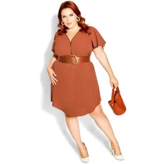 Women's Plus Size Sweet Fling Dress - cinnamon | CITY CHIC image {3}