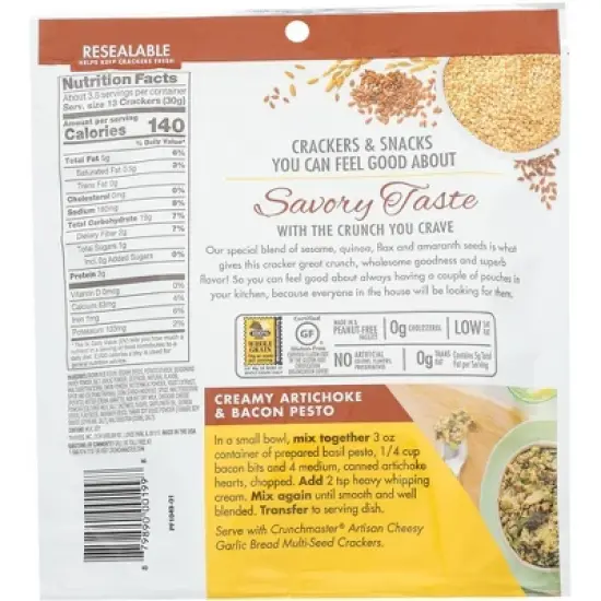 Crunchmaster Multi-Seed Artisan Cheesy Garlic Bread Crackers - Case of 12/4 oz image {2}