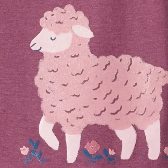 Carter's Just One You&reg; Toddler Girls' Sheep and Ditsy Floral Short Sleeve Pajama Set - Purple image {2}
