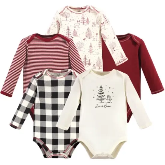 Touched by Nature Organic Cotton Long-Sleeve Bodysuits 5pk, Winter Woodland image {2}