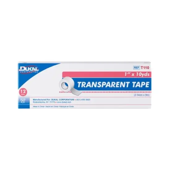 Dukal Transparent Tape Roll 1" x 10 Yd, 12 Ct image {2}