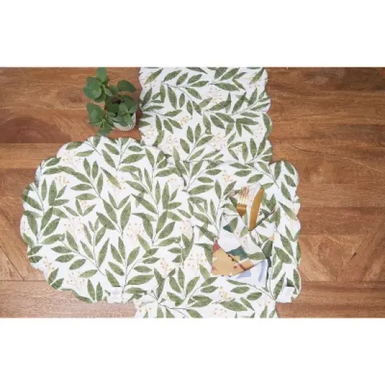 C&F Home Joelle Floral Flowers Palm Leaf Vibrant Scalloped Round Placemats Set of 6, 17" image {7}