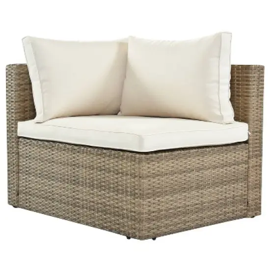 5pc Wicker Patio Seating Set with Cushions - Brown/Beige - GODEER image {10}