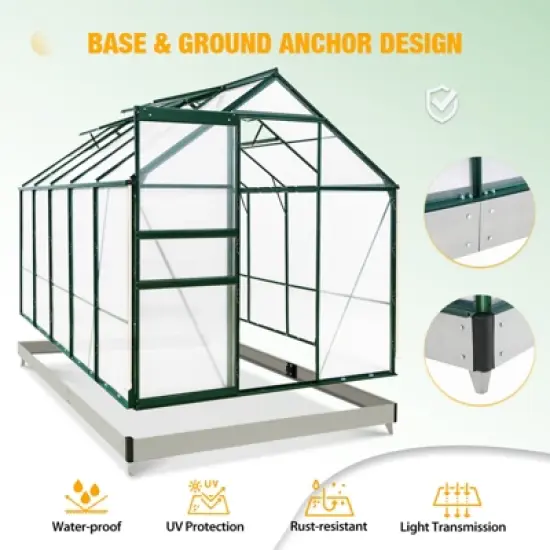 EAGLE PEAK Polycarbonate Aluminum Green House for Backyard Garden image {6}