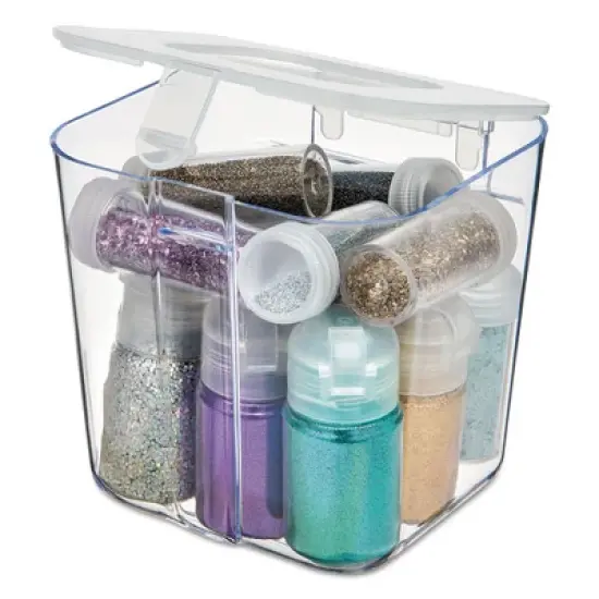 Deflecto Stackable Caddy Organizer, Small, Clear, 4.33" x 4" x 4.38" image {1}