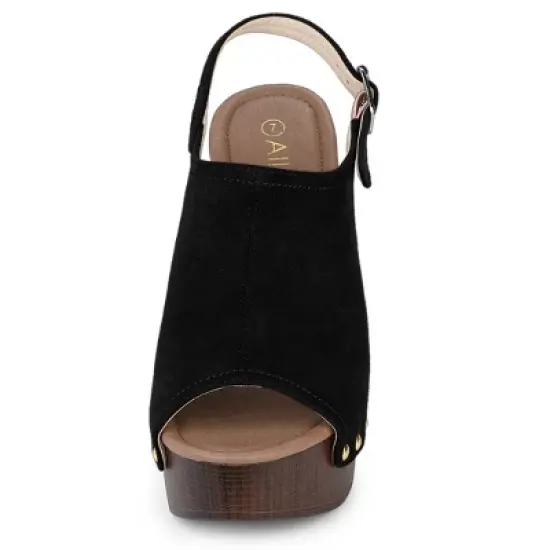 Allegra K Women's Open Toe Slingback Platform Chunky Heel Sandals image {2}