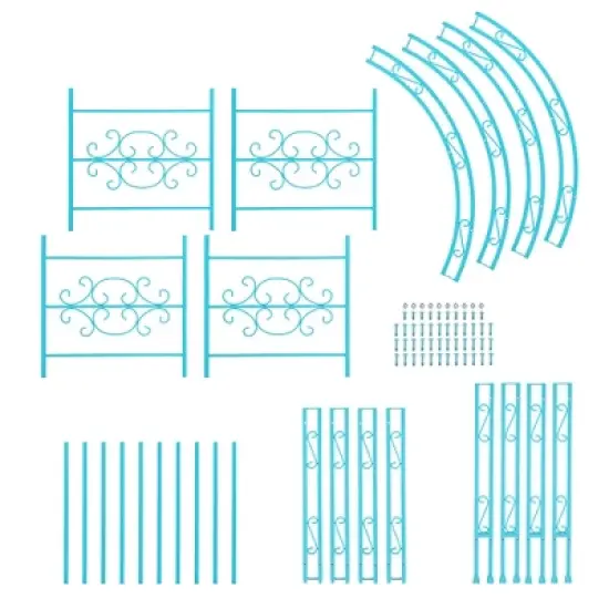 Evergreen Montebello Iron Garden Arbor, Coastal Blue- 53 x 84 x 23 Inches Fade and Weather Resistant Outdoor Decor image {4}