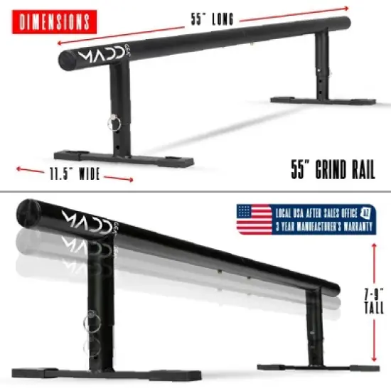 Grind Rail for Scooters, Skateboards & Skates &ndash; 55" Round Adjustable Rail &ndash; Durable & Stable &ndash; Madd Gear image {2}