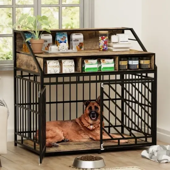 JUJABU 43.3 inch Dog Crate Furniture for Large Dogs image {8}
