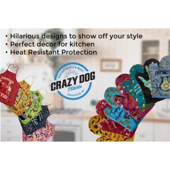 Zombies Eat Brains Don't Worry You're Safe Oven Mitt Funy Halloween Undead Sarcastic Kitchen Glove - Crazy Dog Bakeware For Halloween Season image {7}