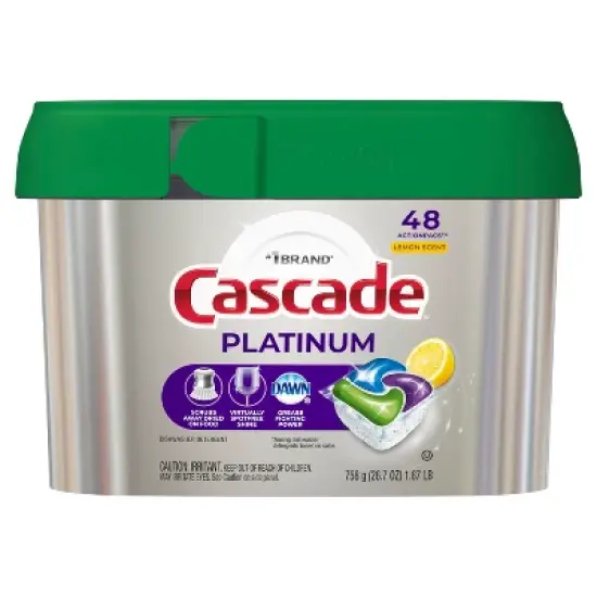 Cascade Lemon Scent Platinum ActionPacs Dishwasher Detergents image {13}