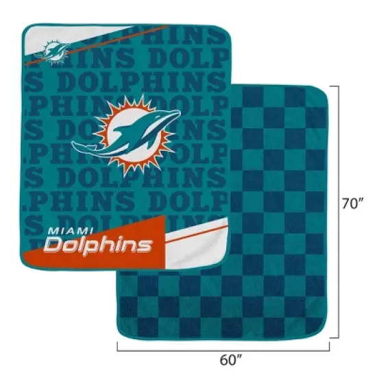 NFL Miami Dolphins Diagonal Ghost Checker Double Sided Ultra Cozy Blanket image {2}