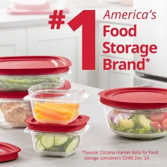 Rubbermaid 28pc Easy Store Rectangle Square Food Storage Container Set Red image {3}