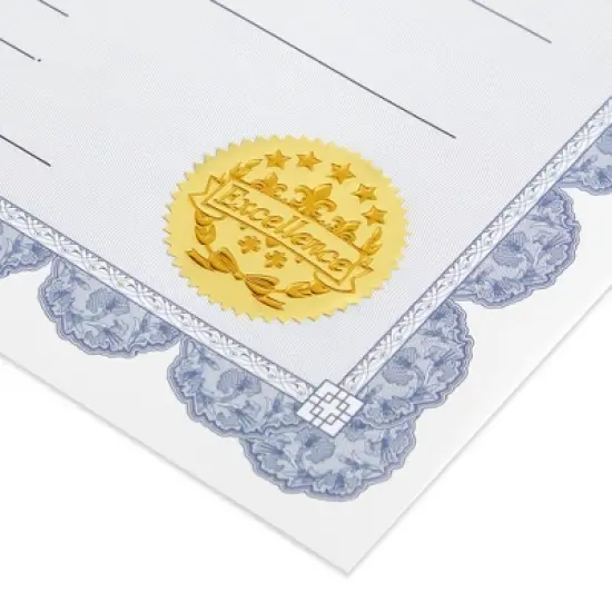 Best Paper Greetings 48 Sheets Blue Certificate of Completion Award Paper with Gold Foil Stickers Seals for Graduation Diploma, 8.5 x 11 In image {5}