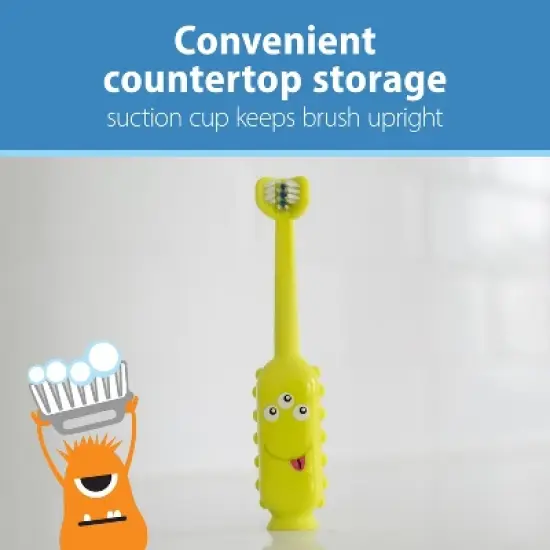 Dr. Brown's Tooth Scrubber Triple Sided Training Toddler Toothbrush - Green image {5}