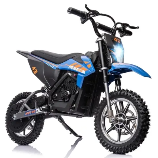 36V Ride On Dirt Bike for Kids,Fast Speed Electric Powered Off-Road Motorcycle,15.5MPH,Led Light,Leather Seat,Disc Brake,Air-Filled Tires,Black image {7}