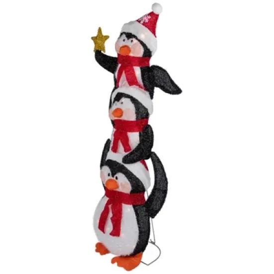 Northlight 41" Lighted Stacked Penguin Family Outdoor Christmas Decoration image {3}