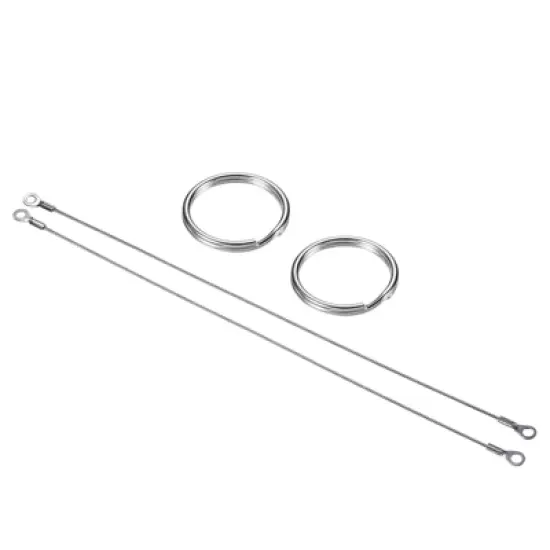 Unique Bargains Stainless Steel Retractable Thin Lanyard Cables with Key Rings 10 Pcs image {8}