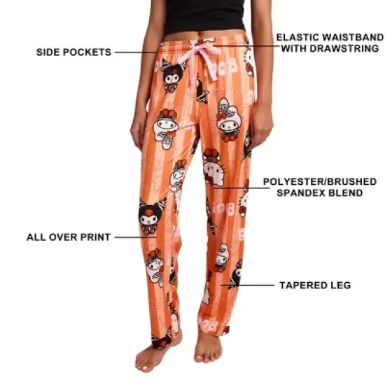 Hello Kitty Boo Halloween Costumes Women&rsquo;s Orange Striped Sleep Pajama Pants image {1}