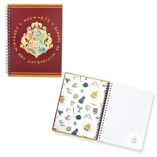 Silver Buffalo Harry Potter Vintage Hogwarts Crest Hardcover Spiral Journal Notebook image {7}