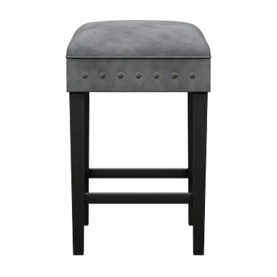 Cassidy Wood Upholstered Backless Counter Height Stool Black/Charcoal Velvet - Hillsdale Furniture image {3}