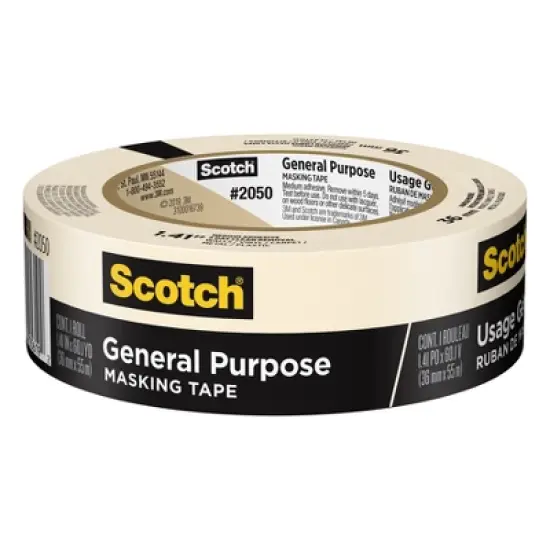 Scotch&reg; General Purpose Masking Tape, 1.41 in x 60.1 yd (36mm x 55m), 1 Roll image {1}