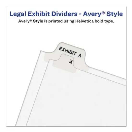 Avery Preprinted Legal Exhibit Side Tab Index Dividers, Avery Style, 25-Tab, 1 to 25, 11 x 8.5, White, 1 Set image {2}