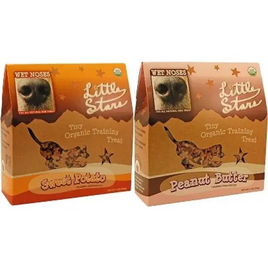 Wet Noses Little Stars Tiny Organic Dog Training Treats in 2 Flavors: (1) Peanut Butter and (1) Sweet Potato (2 Boxes Total, 9 Ounces Each) image {3}