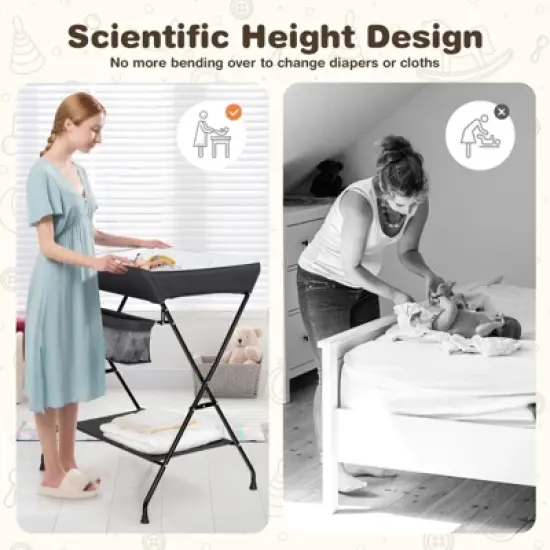 Infans Infant Baby Changing Table Folding Diaper Station Organizer w/ Storage image {3}
