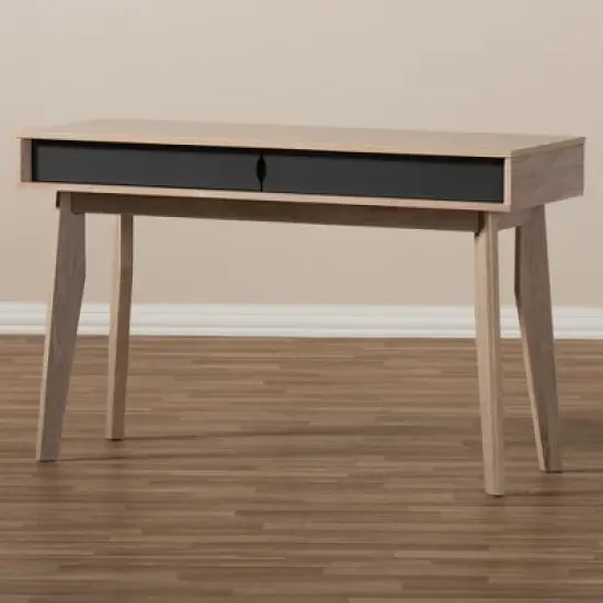 Fella Mid - Century Modern 2 - Drawer Wood Study Desk - Brown - Baxton Studio image {6}